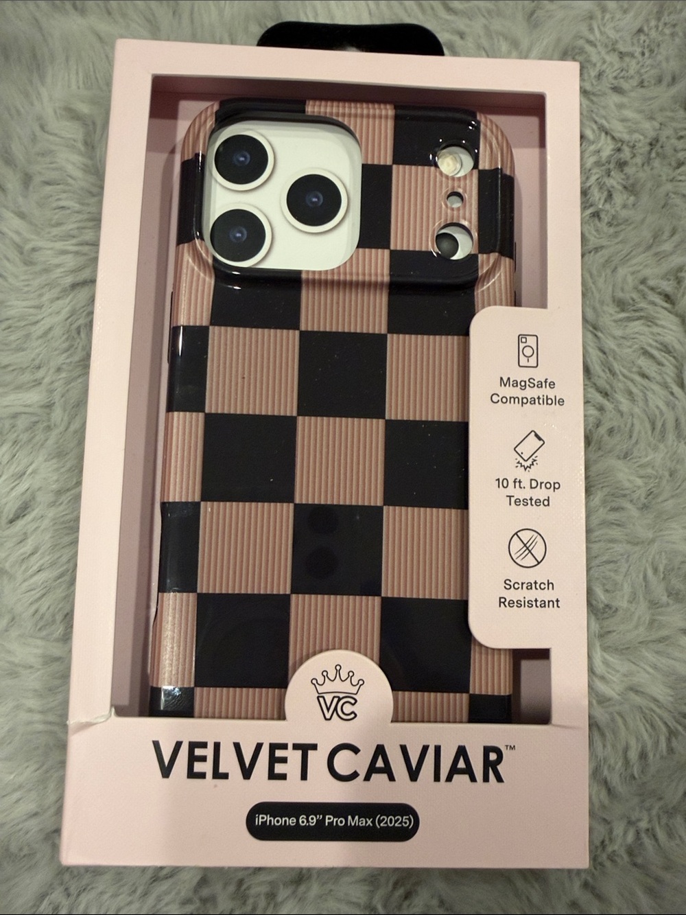 2025 6.9 pro max Velvet Caviar Checkerboard MagSafe Compatible iPhone Case